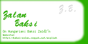 zalan baksi business card